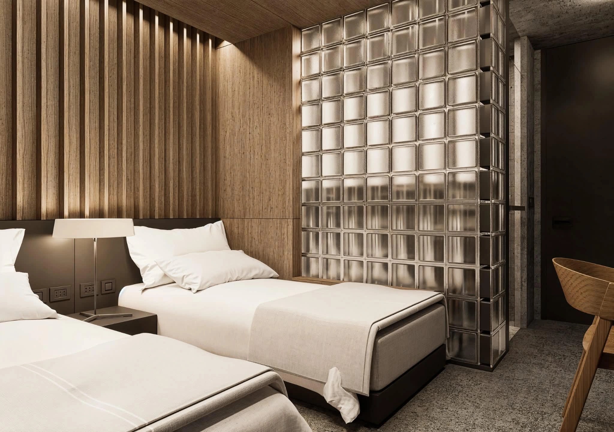 Kobo Essential Twin Room, architectural render of the room interior