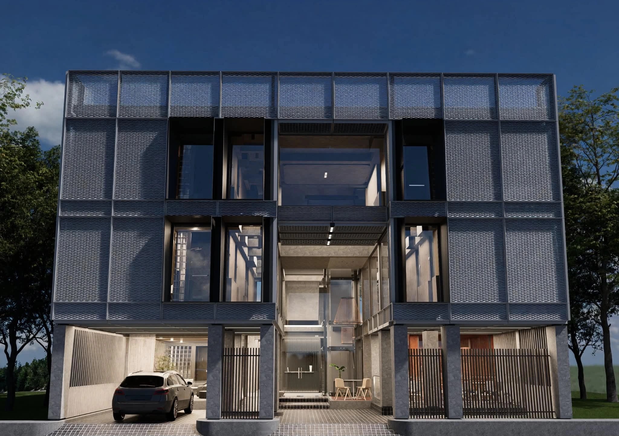 The exterior and ground-floor spaces of Kobo Hotels during the day.