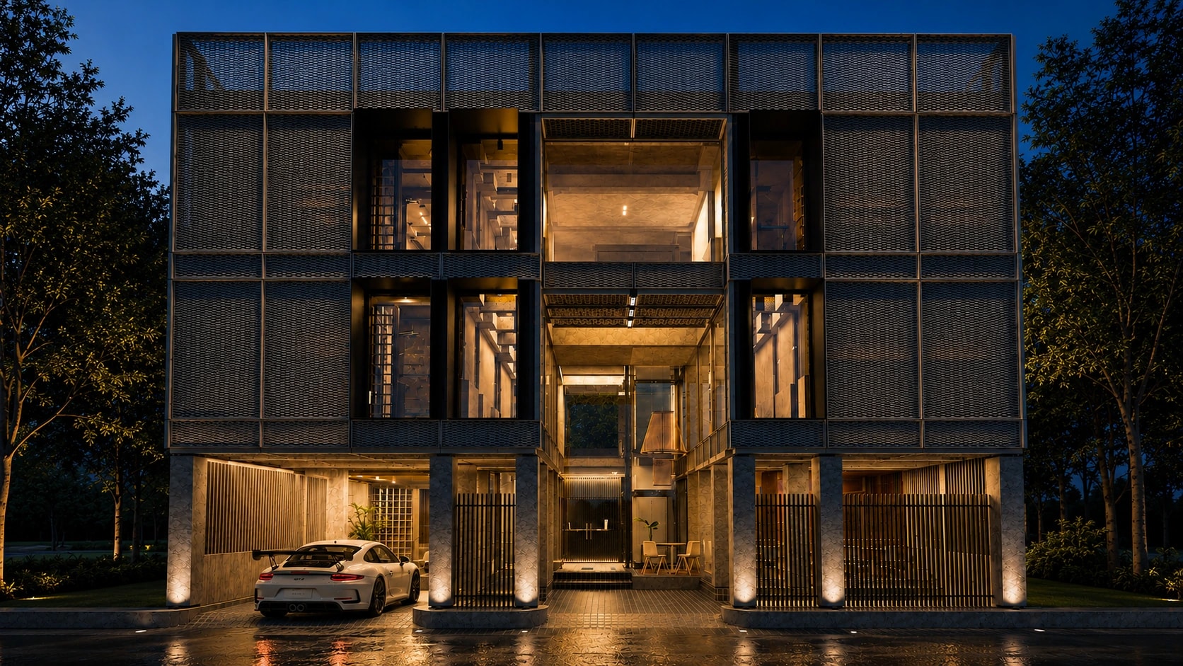 Kobo Hotels in San Fernando, Pampanga, illuminated at dusk.
